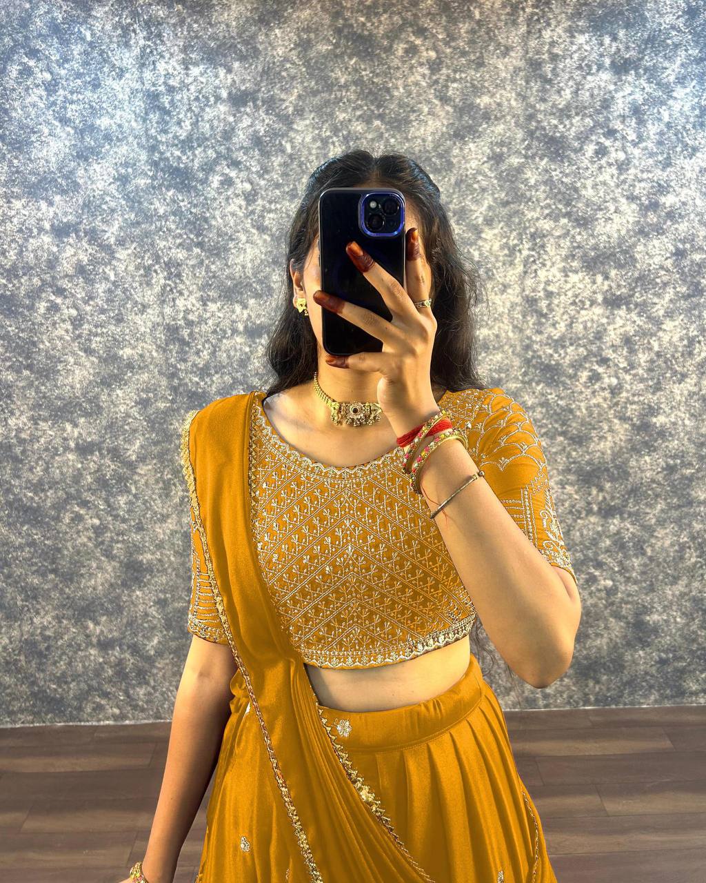 Silk Lehenga with Elegant Embroidery Work