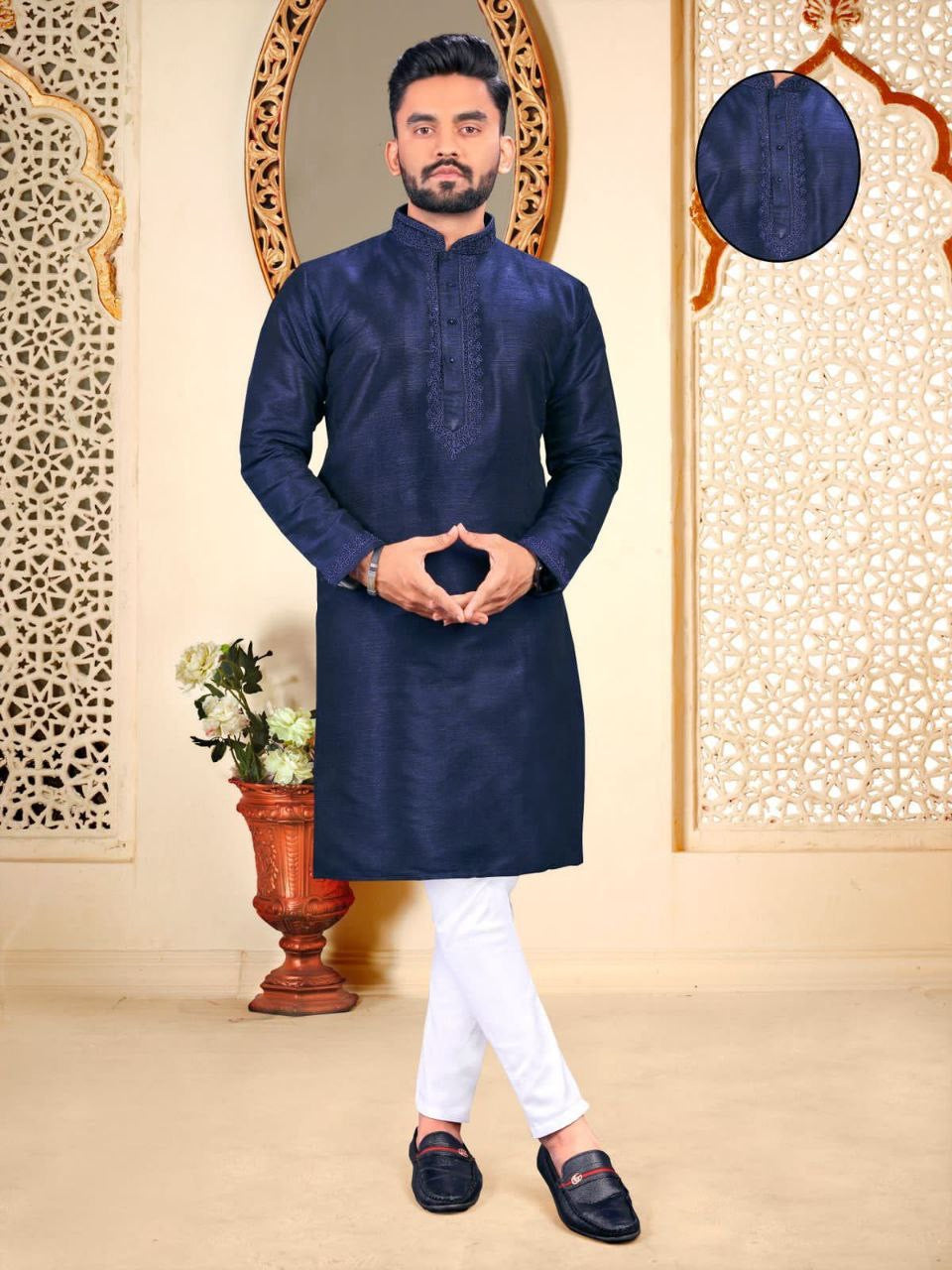 Men Traditional Cotton Silk Kurtas
