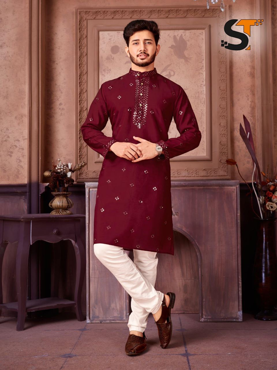 Mirror work Kurta with Pants set