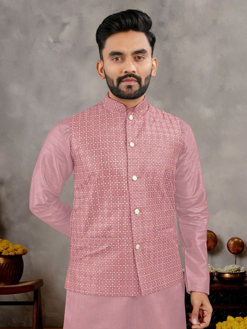 Wedding Season Nehru Jacket Kurta with Pants π₯