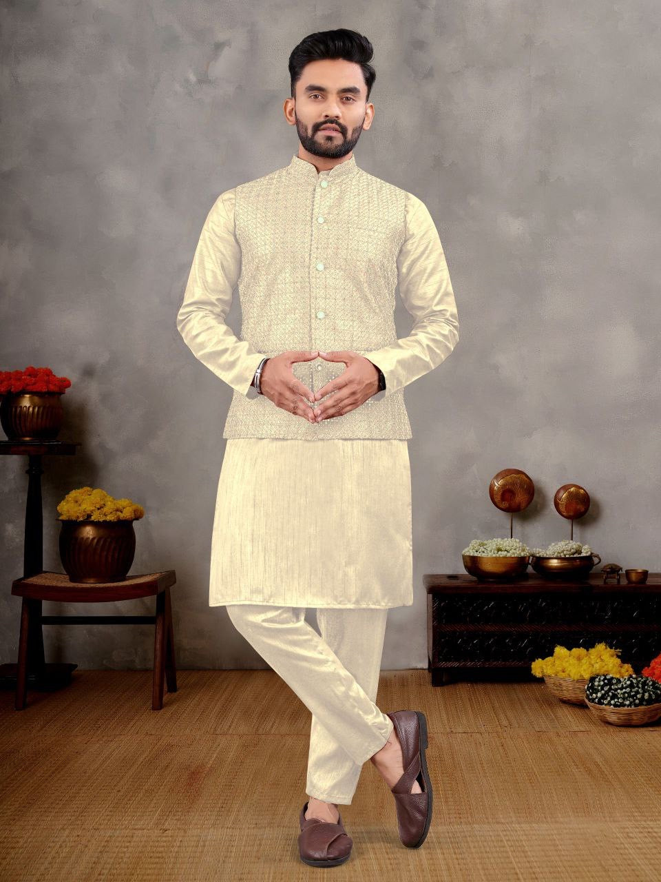 Wedding Season Nehru Jacket Kurta with Pants π₯