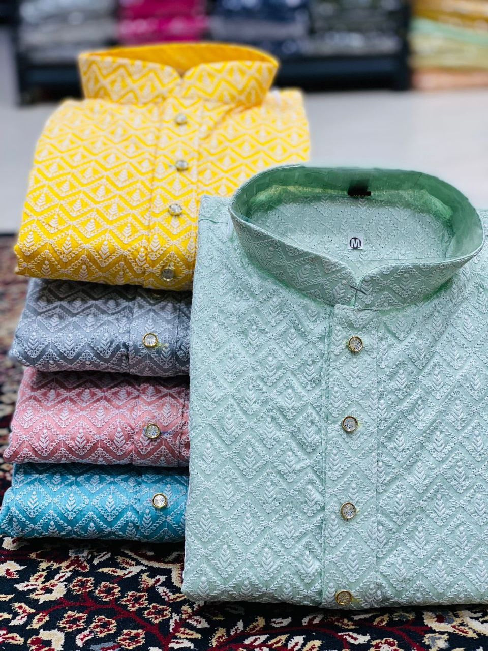 Reyansh Pastel Color Chikankari Men Kurta