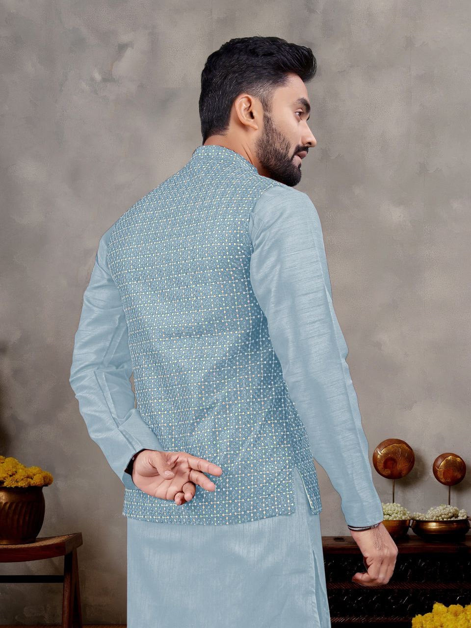 Wedding Season Nehru Jacket Kurta with Pants π₯