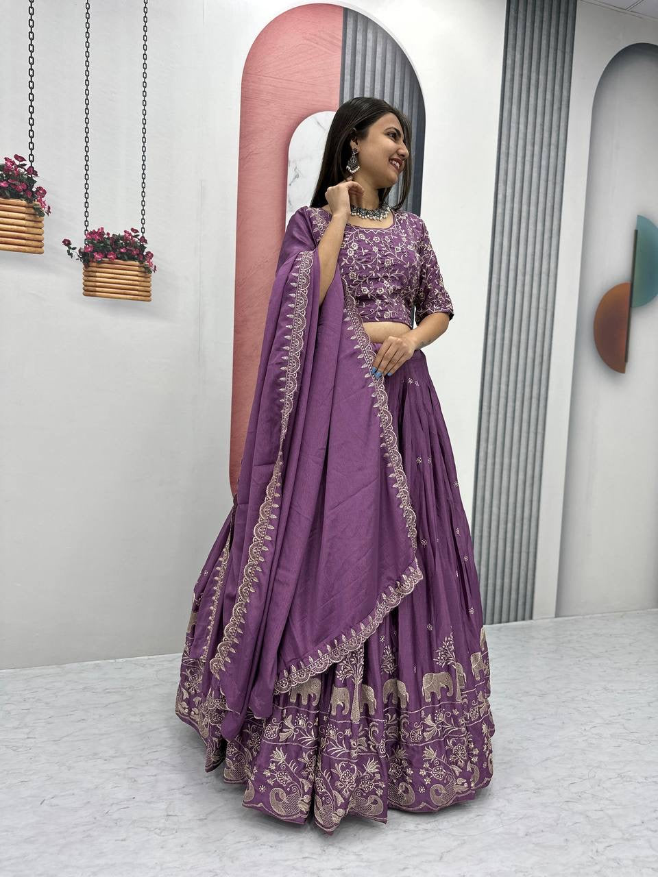 Purple Wedding Wear Lehenga Choli