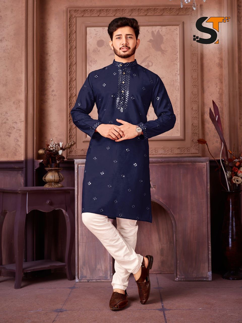 Mirror work Kurta with Pants set