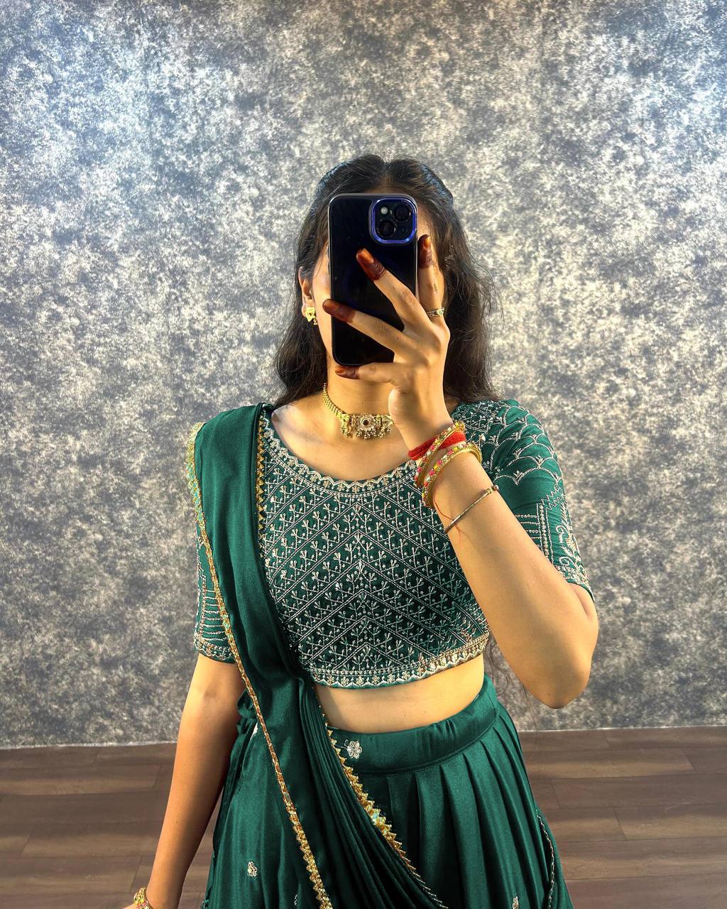 Silk Lehenga with Elegant Embroidery Work