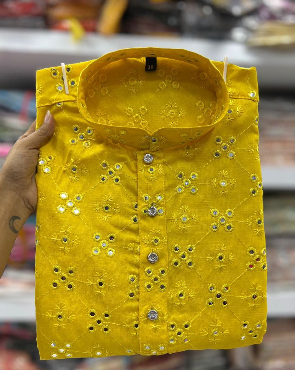 Partywear Mirror work Kurta for Men