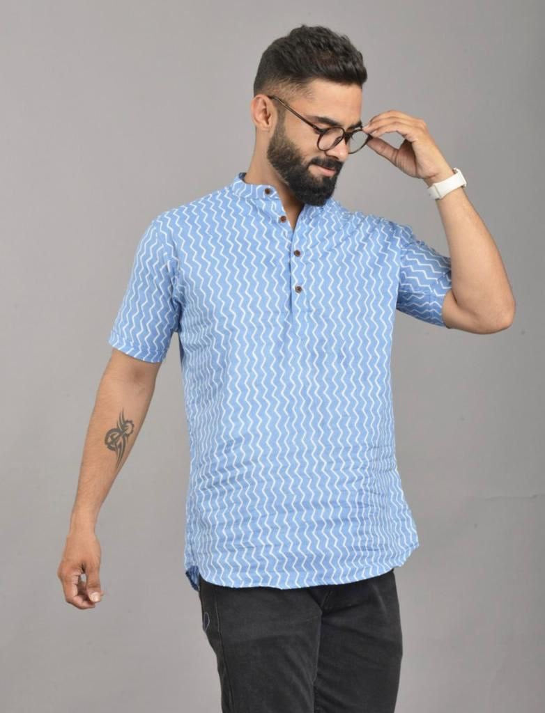 Short sleeve hot sale kurta mens