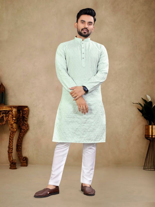 Reyansh Pastel Color Chikankari Men Kurta