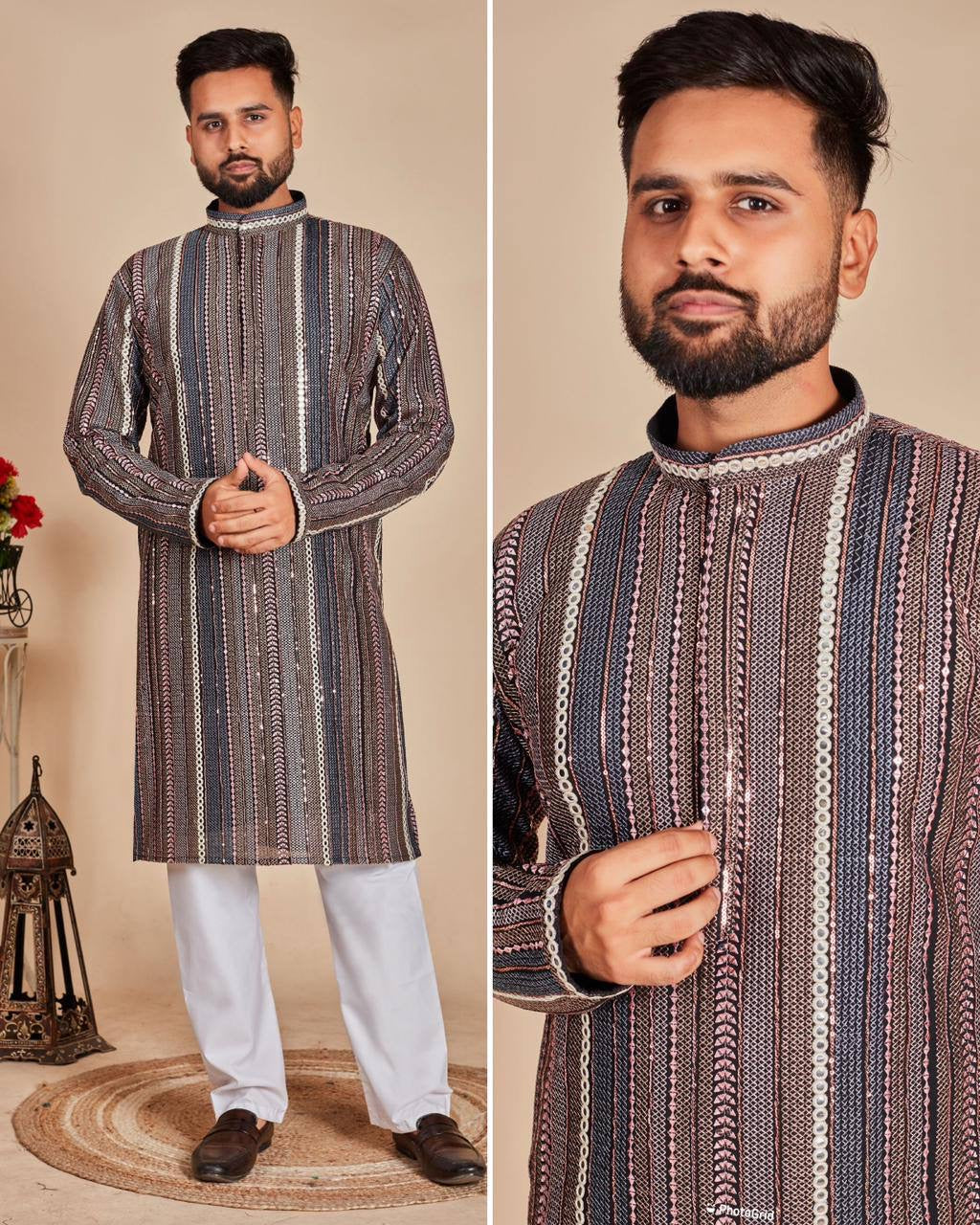 Rajat’s Majestic Georgette Kurta with Pants Set
