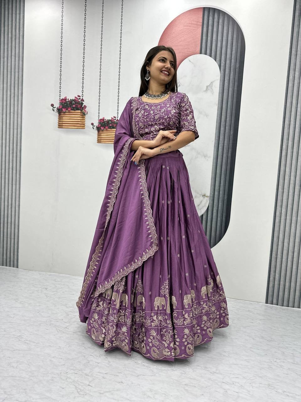 Purple Wedding Wear Lehenga Choli