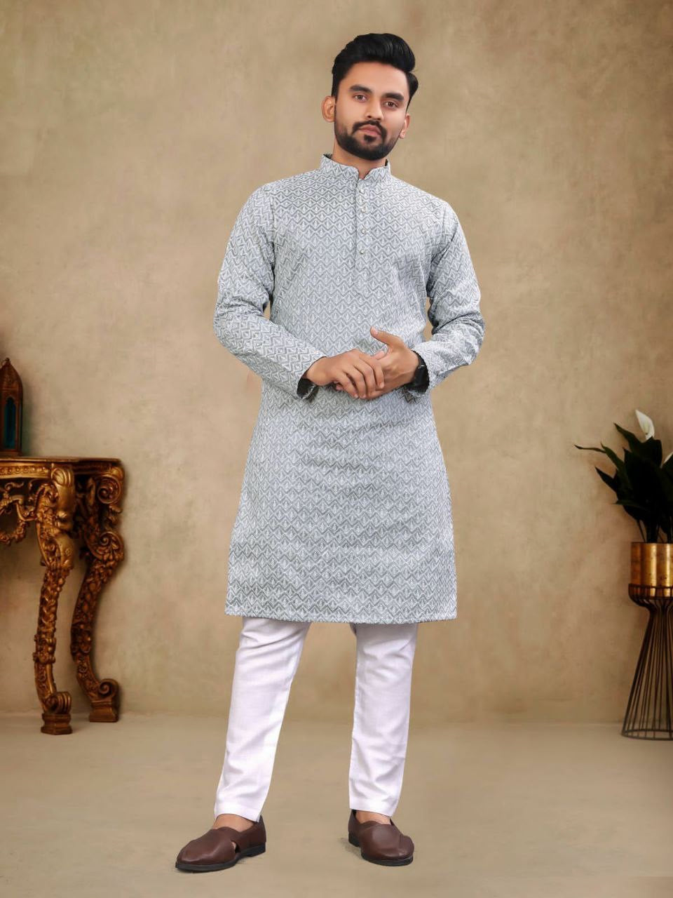 Reyansh Pastel Color Chikankari Men Kurta