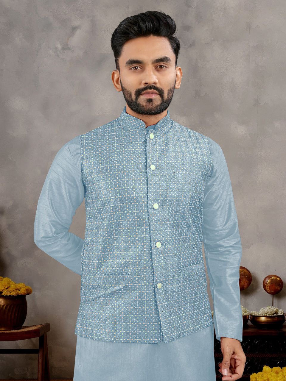 Wedding Season Nehru Jacket Kurta with Pants π₯