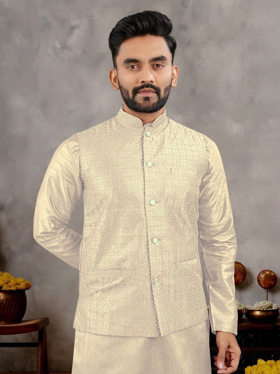 Wedding Season Nehru Jacket Kurta with Pants π₯