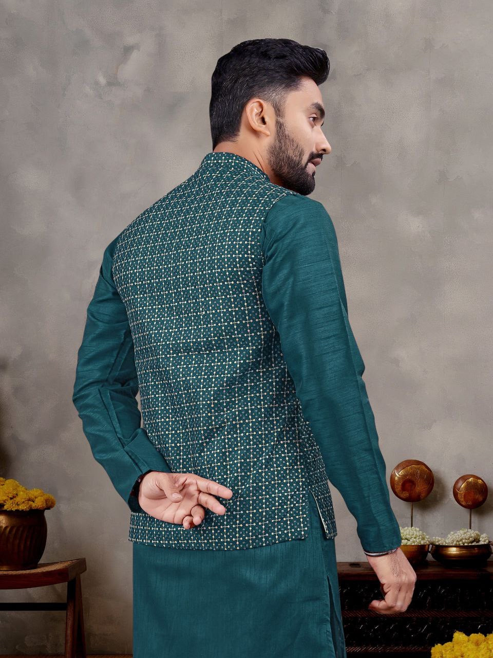 Wedding Season Nehru Jacket Kurta with Pants π₯