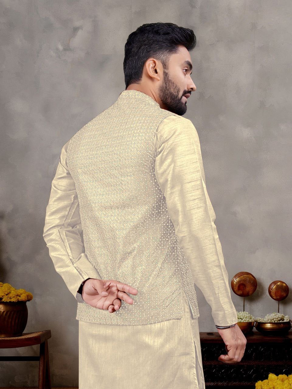 Wedding Season Nehru Jacket Kurta with Pants π₯