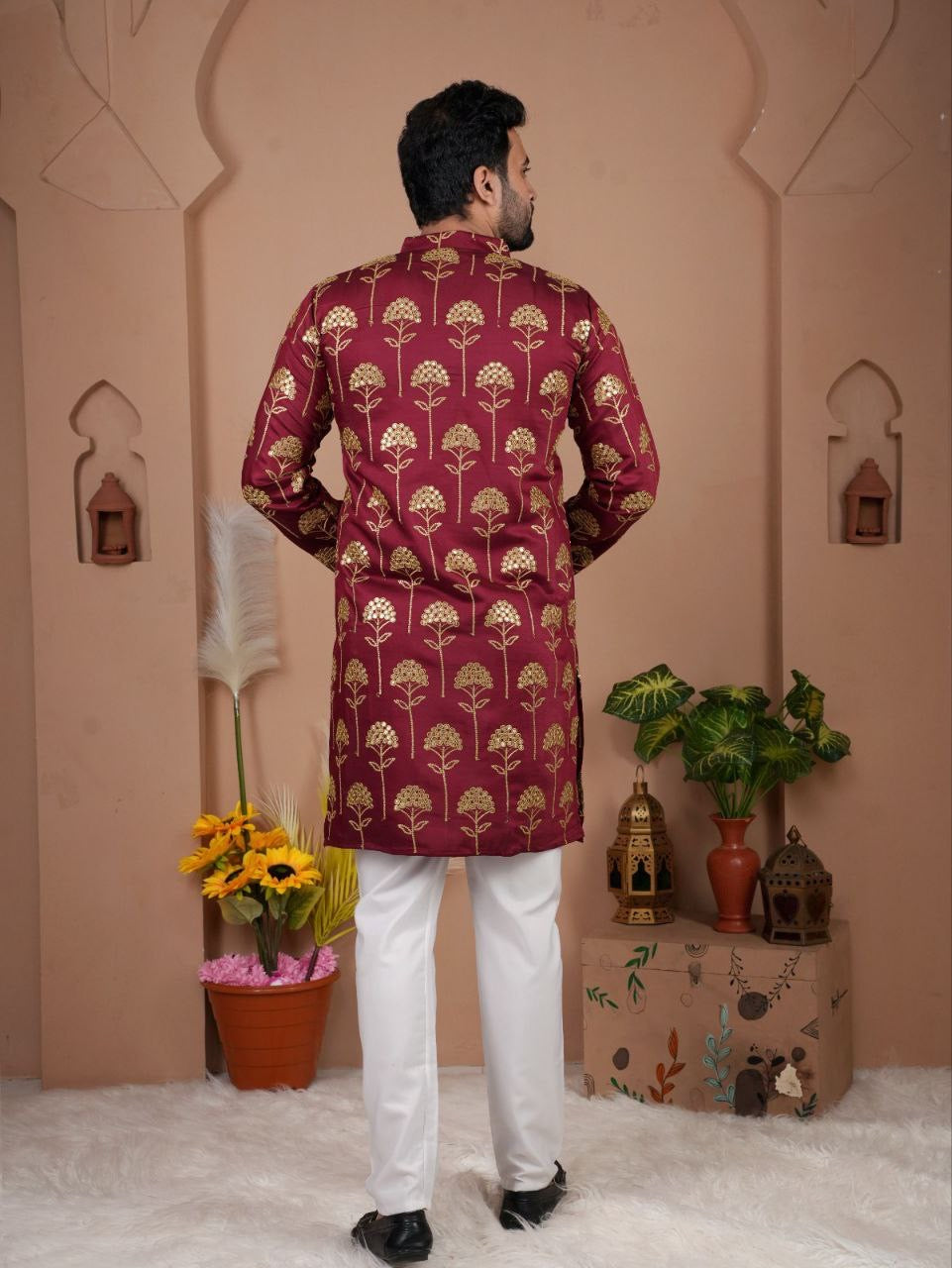 Men’s Cotton Silk Embroidered Kurta