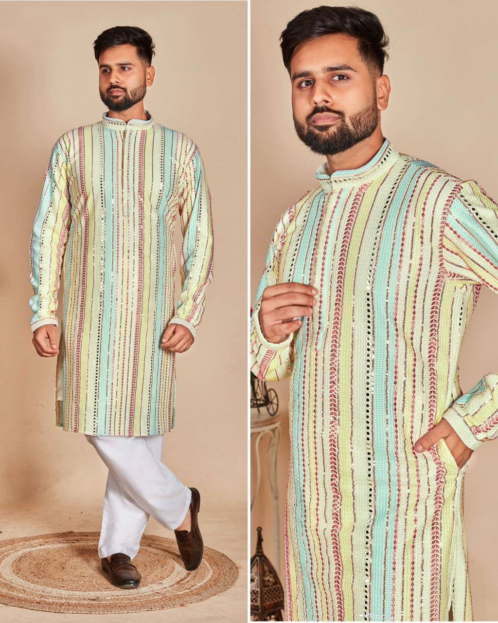 Rajat’s Majestic Georgette Kurta with Pants Set