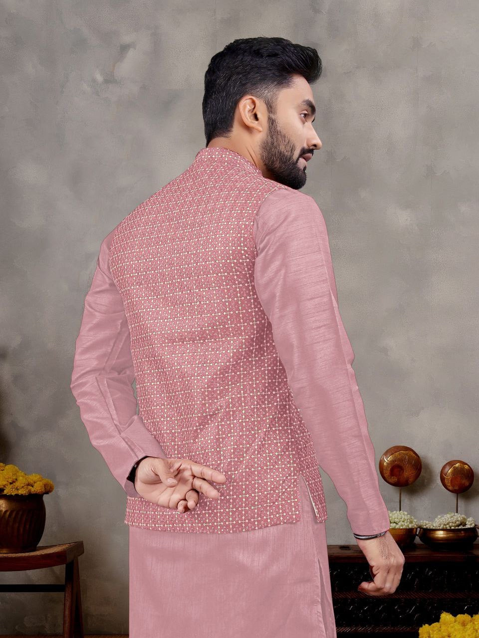 Wedding Season Nehru Jacket Kurta with Pants π₯