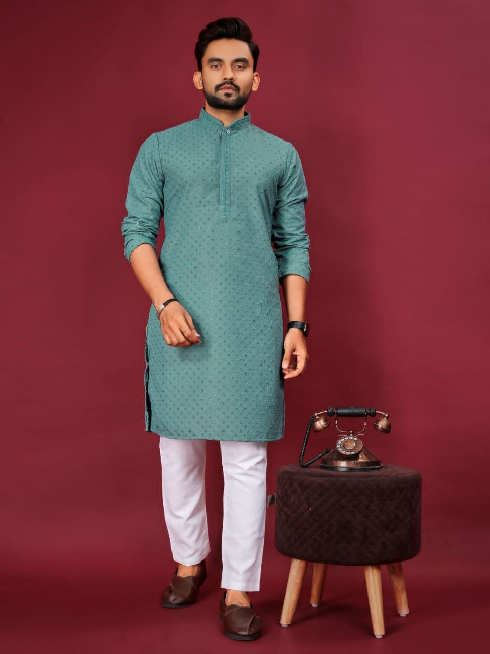 Cotton Rayon Kurta with Pants