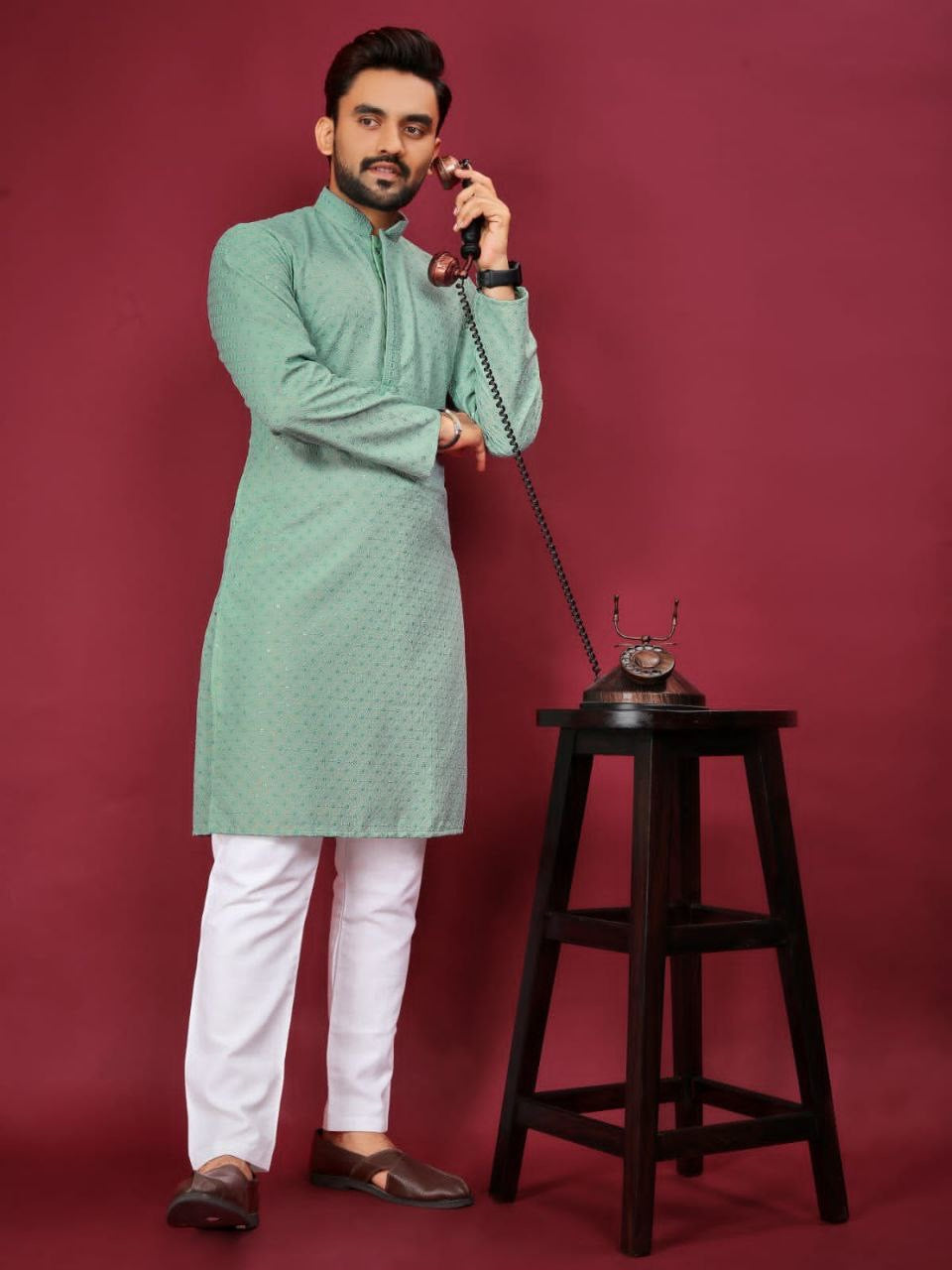 Cotton Rayon Kurta with Pants