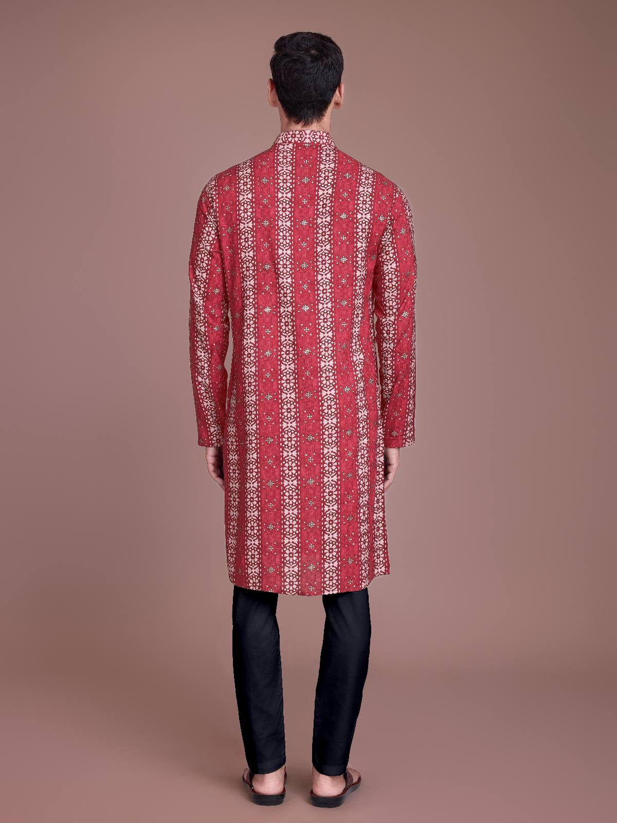 Festive Red Printed Kurta Set