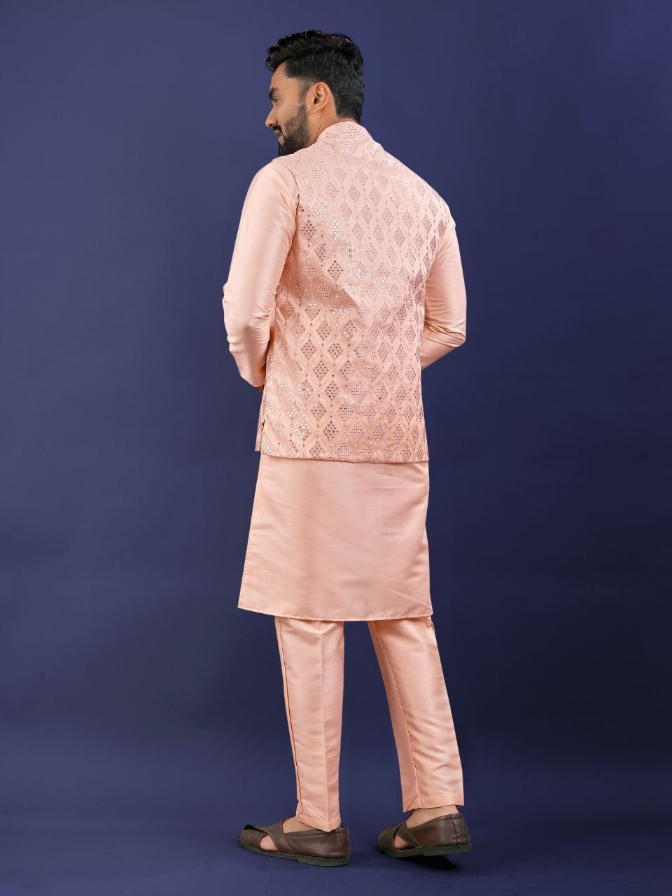 Pastel Kurta Set with Nehru Jacket