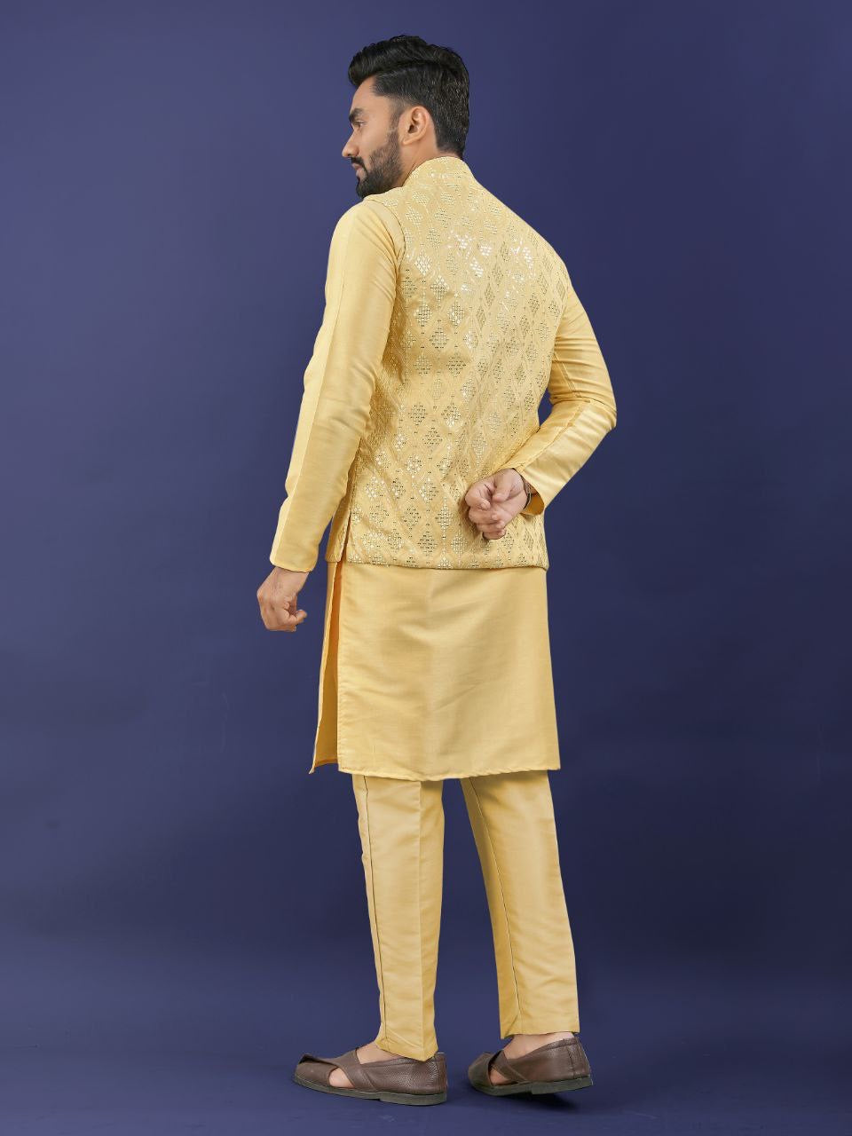 Pastel Kurta Set with Nehru Jacket