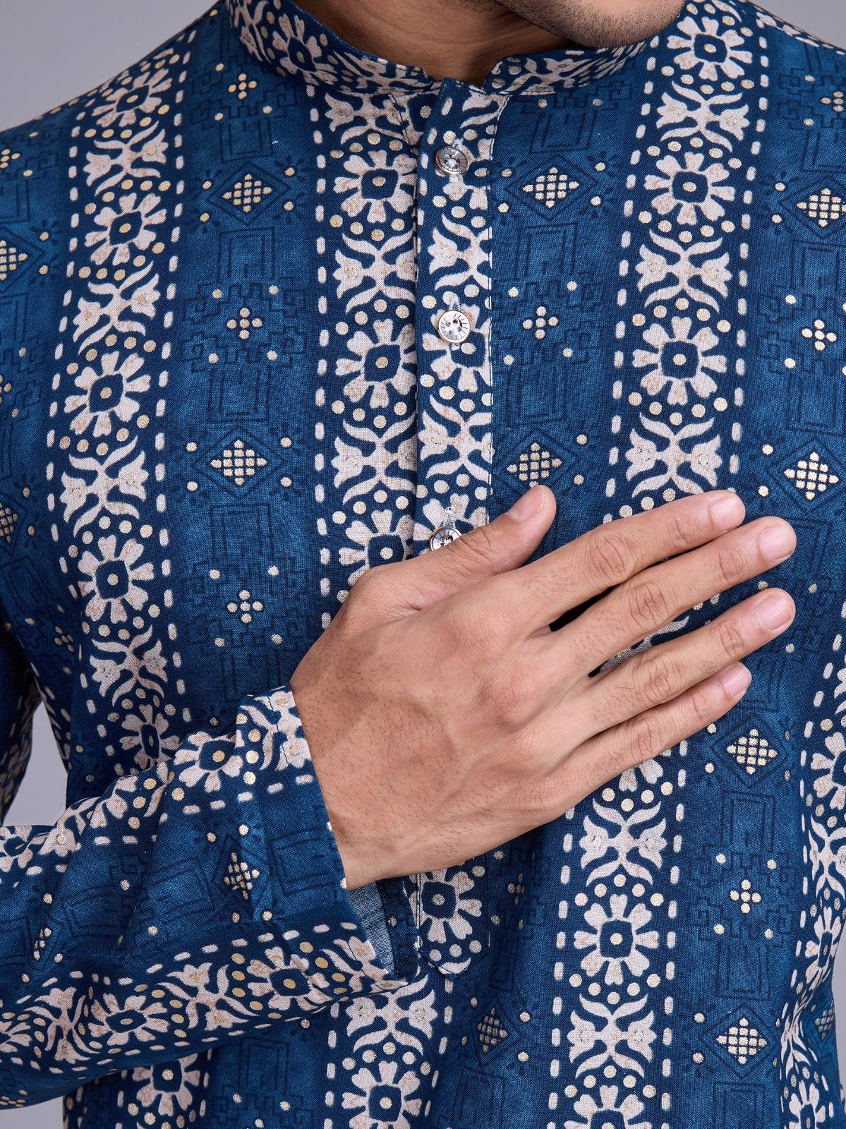Festive Blue Printed Kurta Set