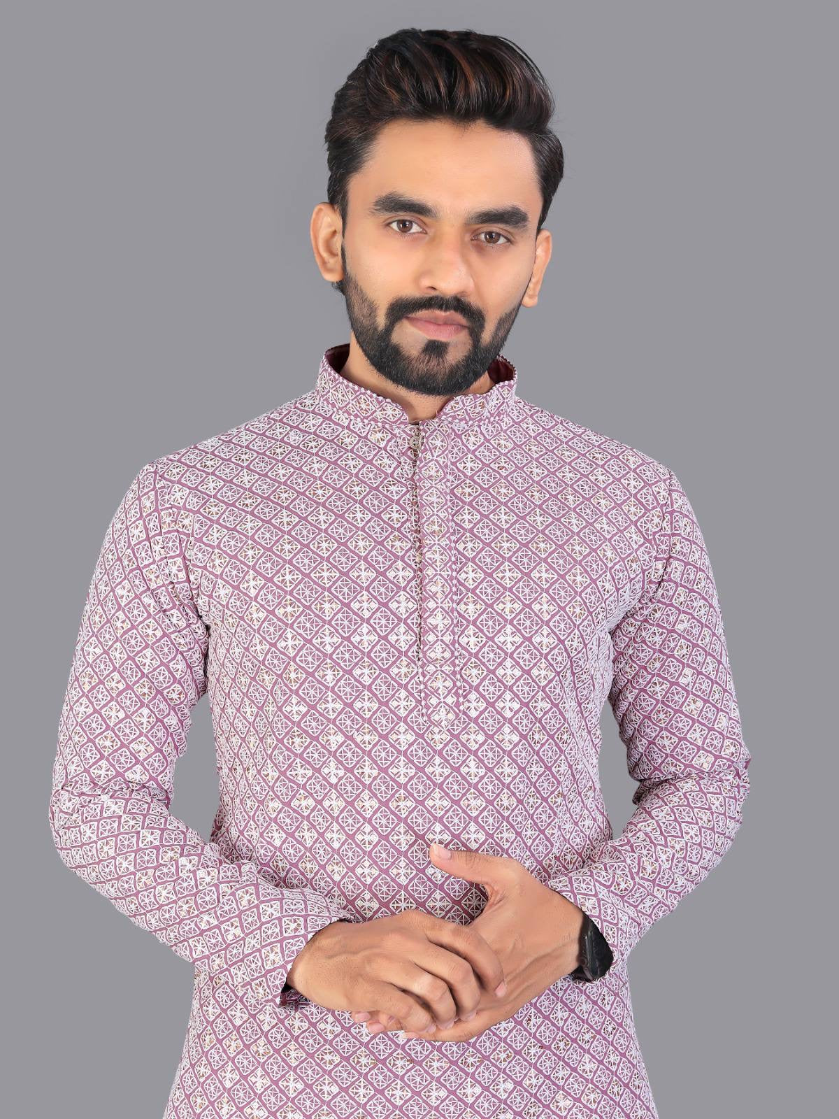 Pastel Chikankari Lucknowi Kurta Set
