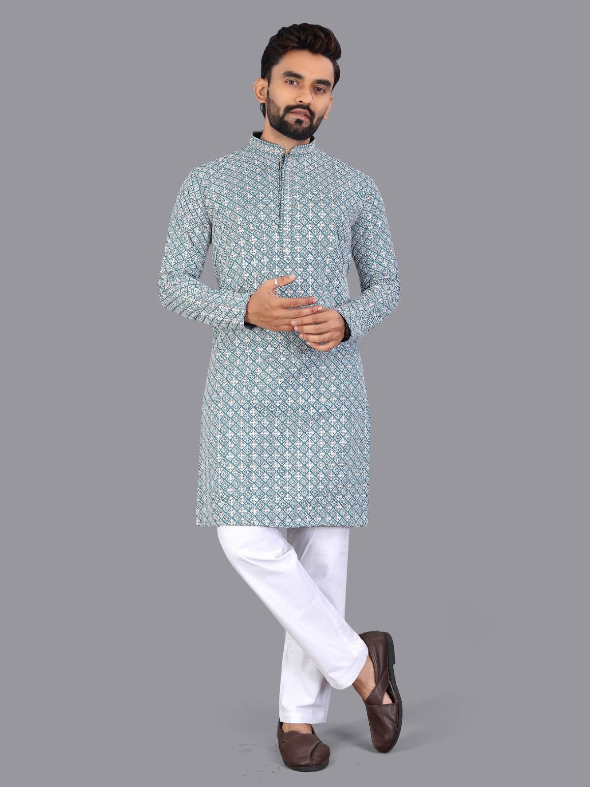 Pastel Chikankari Lucknowi Kurta Set