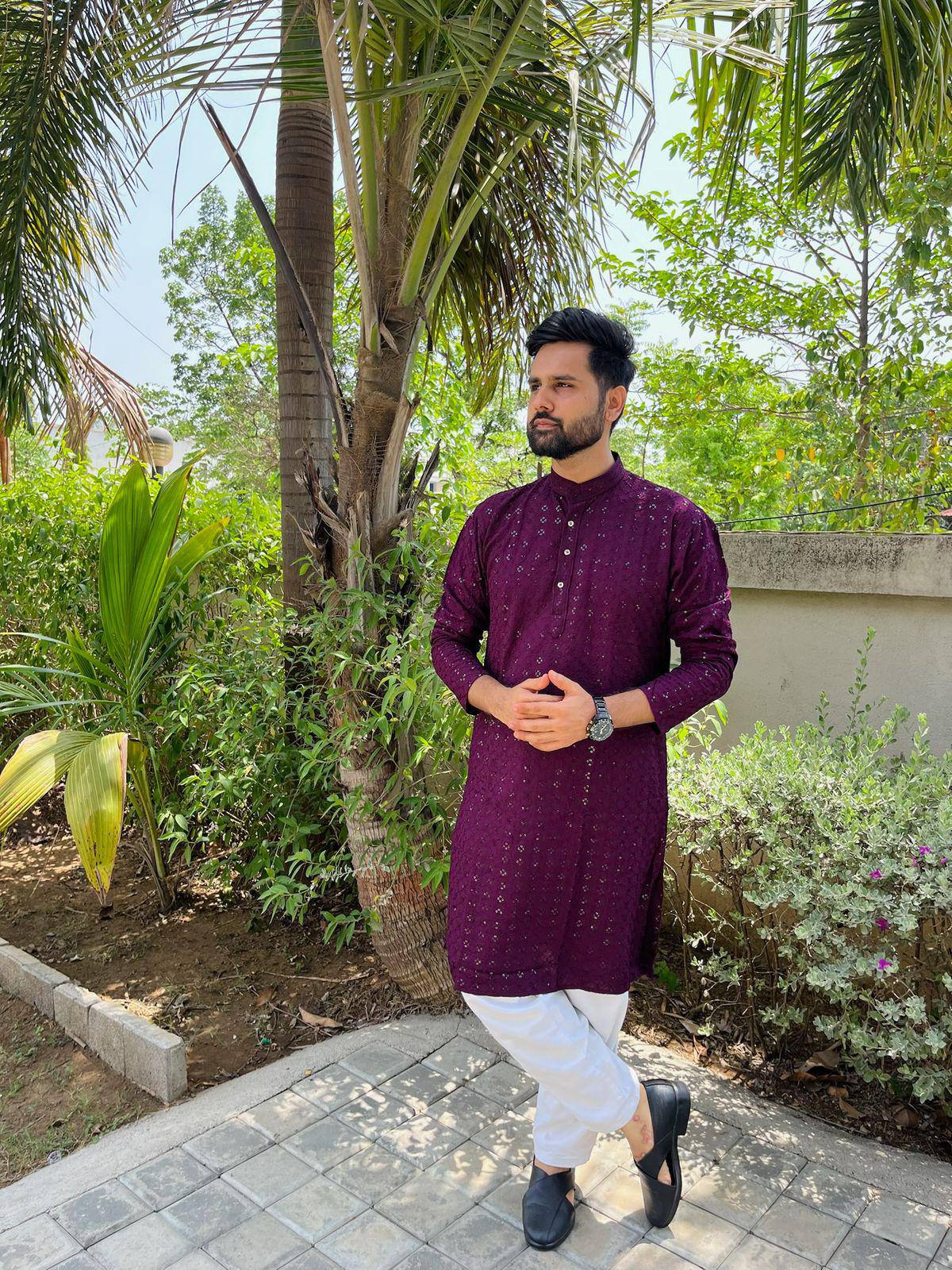 Festive Season Chikankari Sequin Embroidered Kurta Set