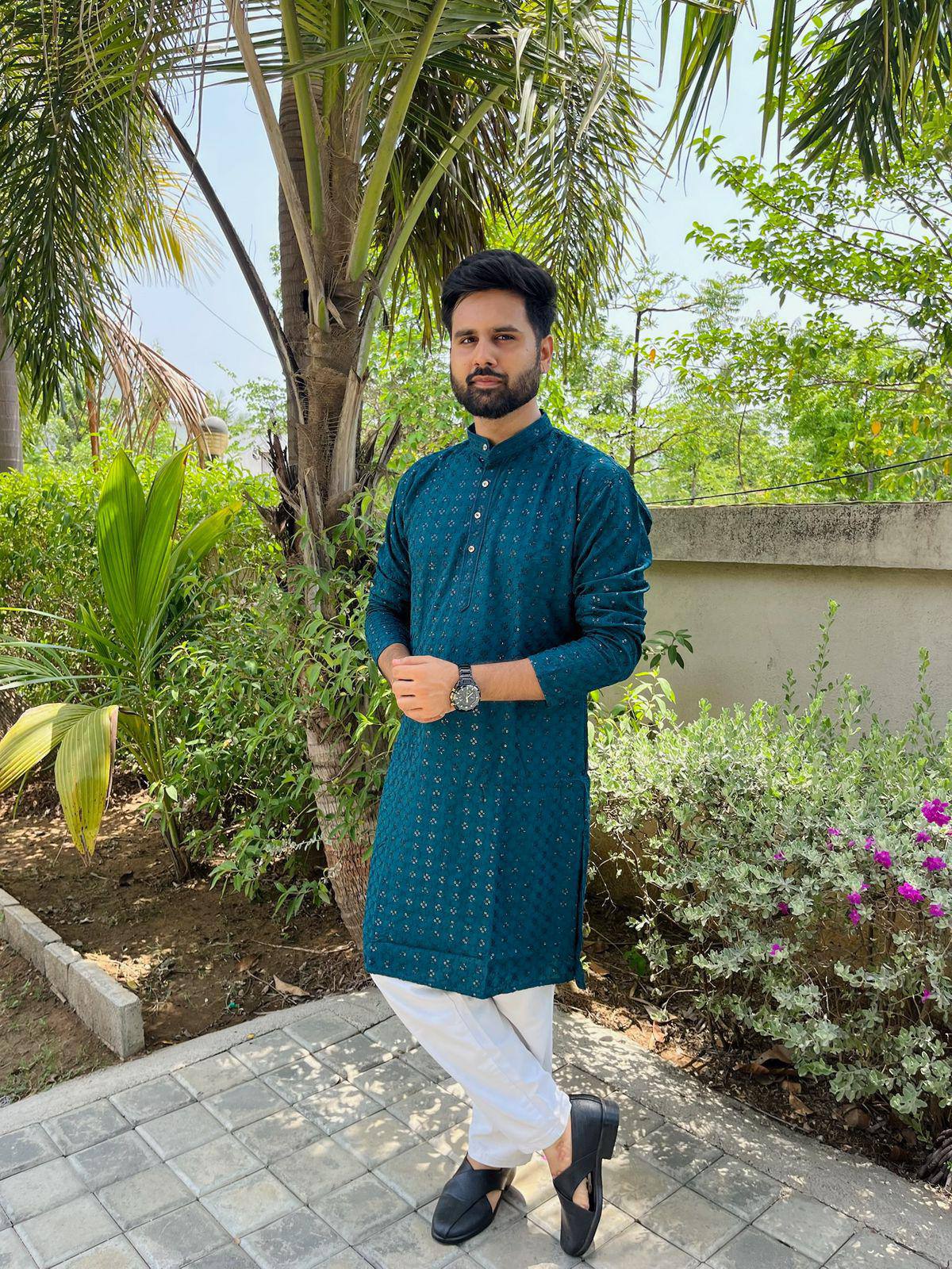Festive Season Chikankari Sequin Embroidered Kurta Set