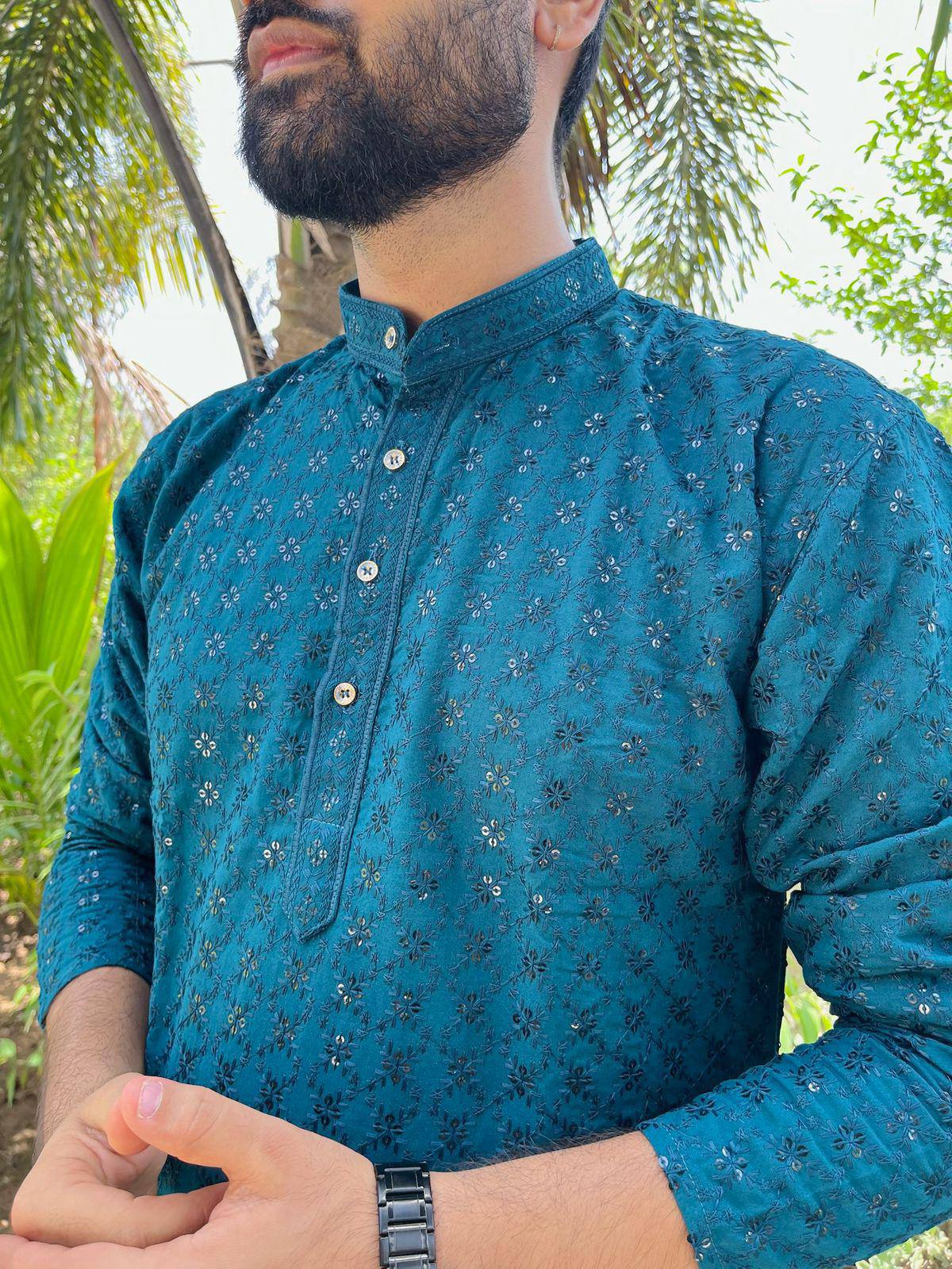 Festive Season Chikankari Sequin Embroidered Kurta Set