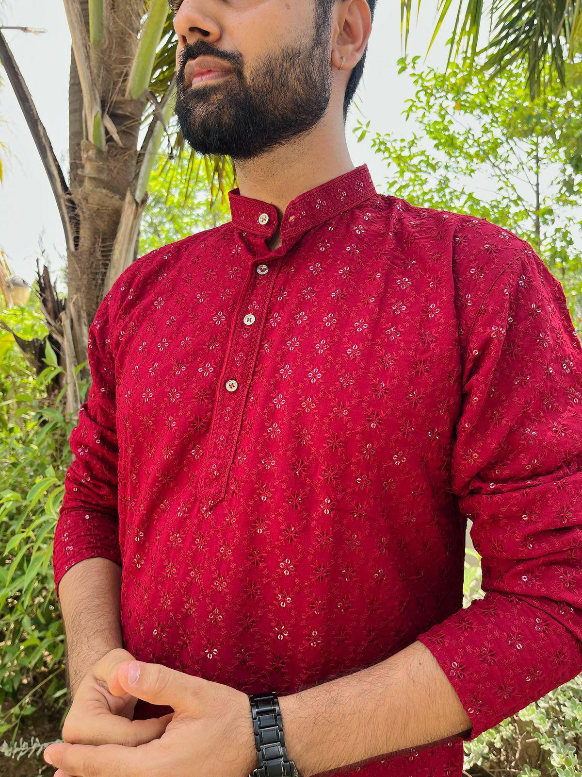 Festive Season Chikankari Sequin Embroidered Kurta Set