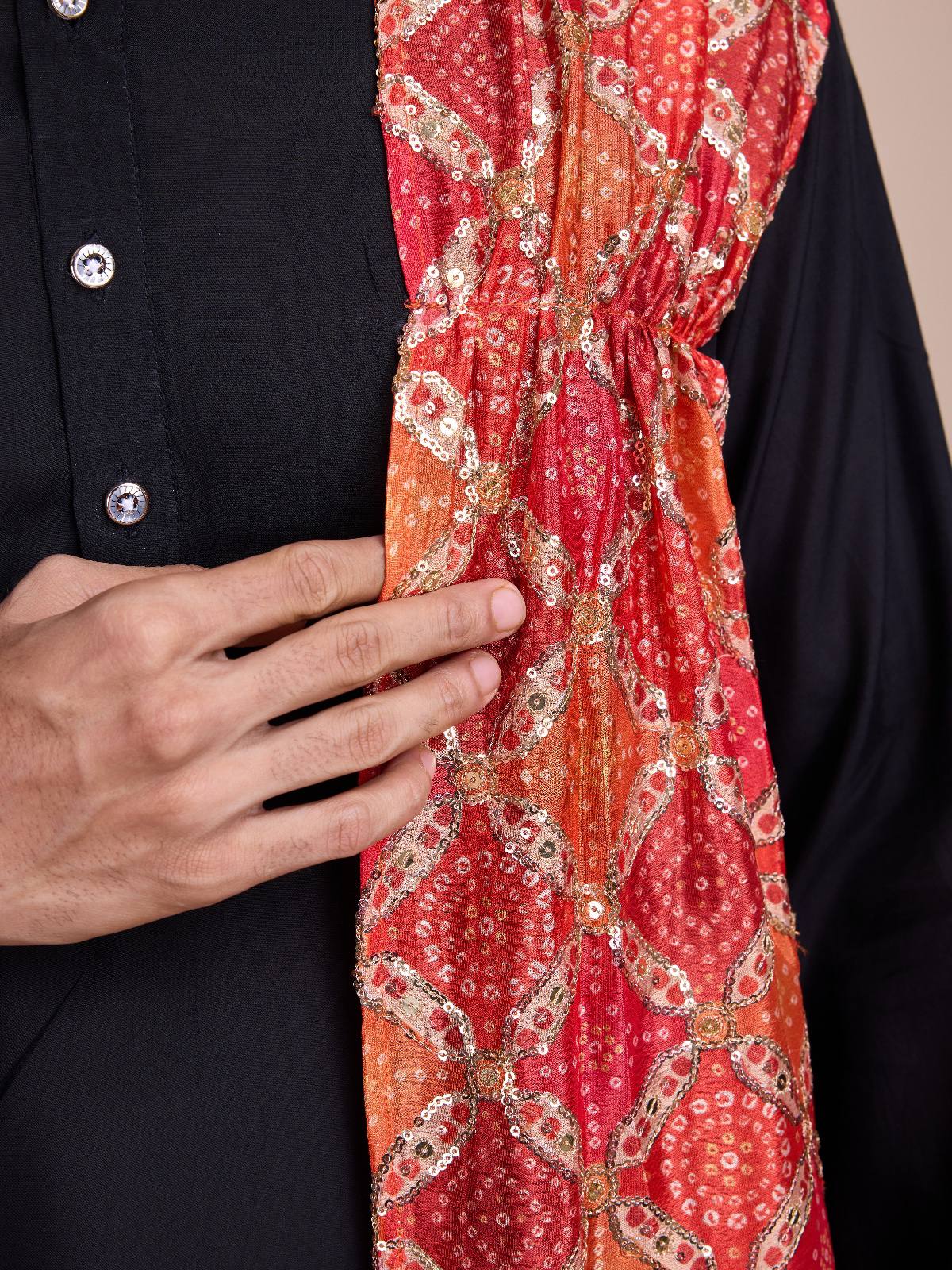 Men's Solid Kurta Set with Shawl