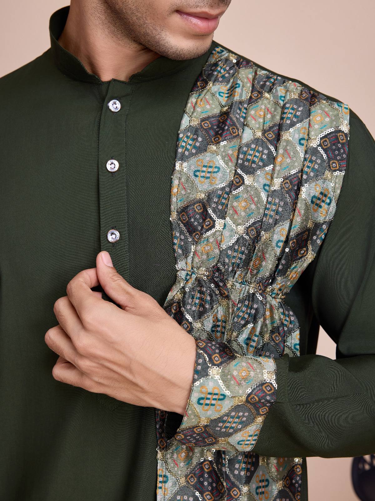 Men's Solid Kurta Set with Shawl