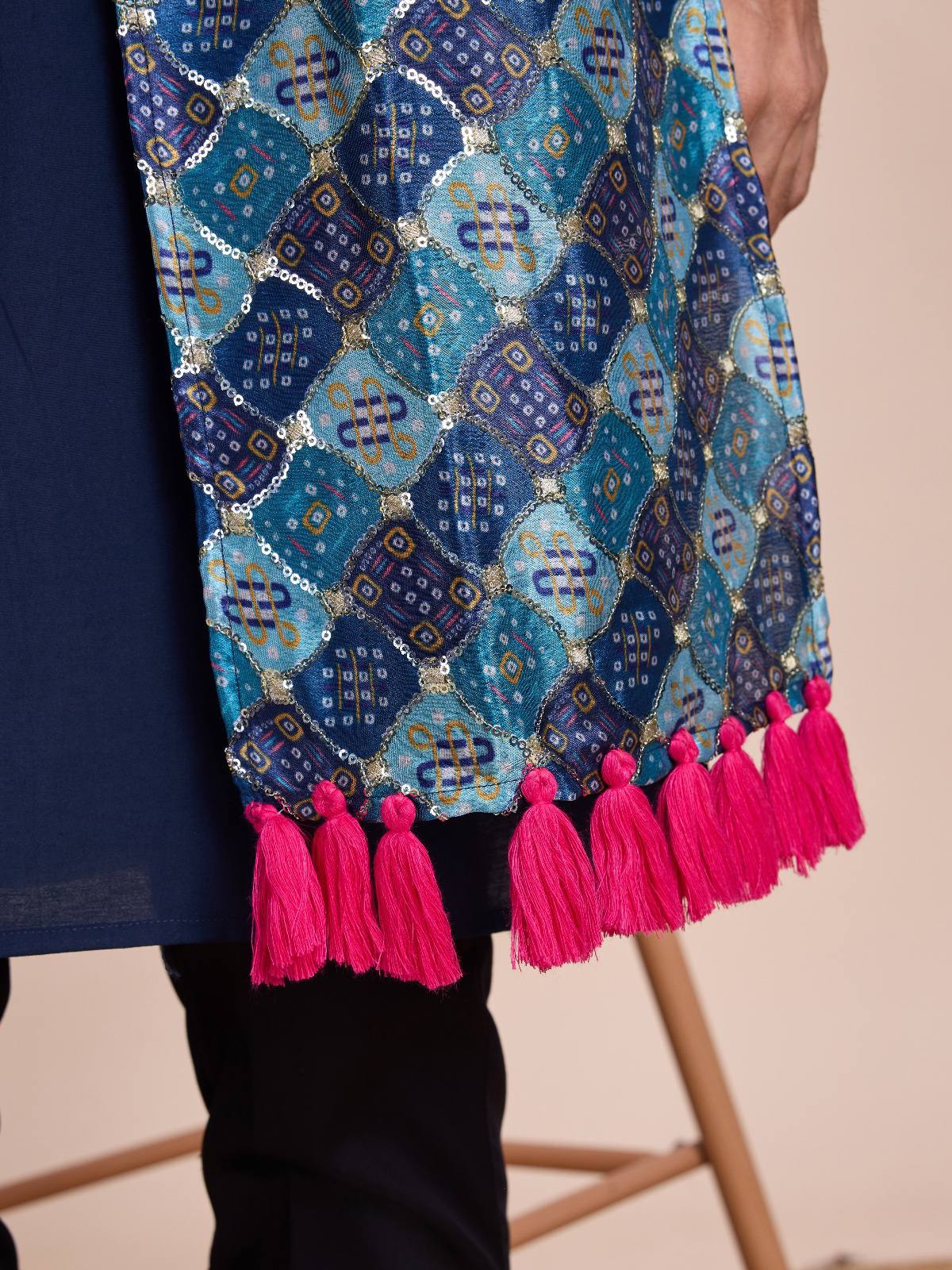 Men's Solid Kurta Set with Shawl