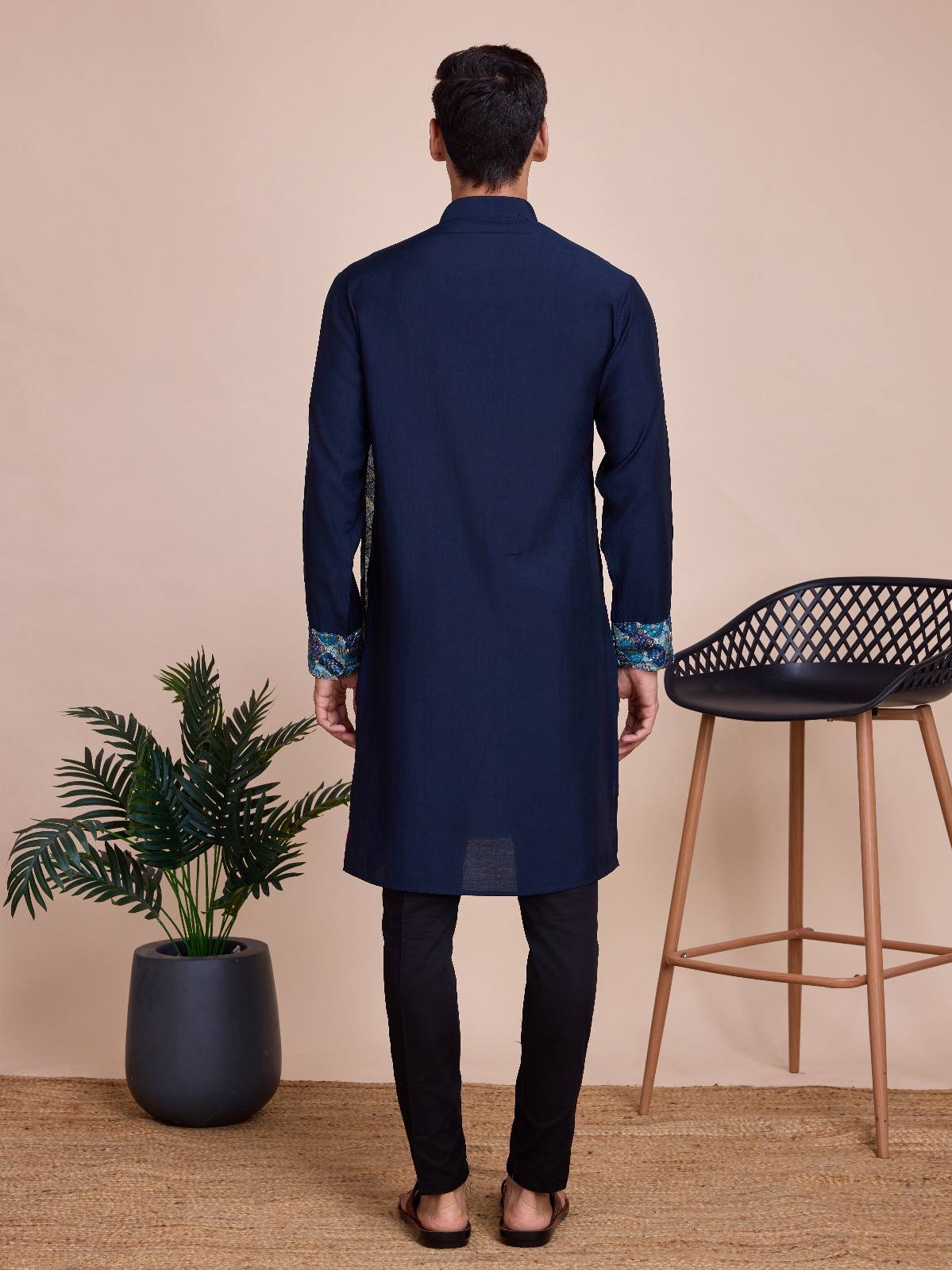 Men's Solid Kurta Set with Shawl