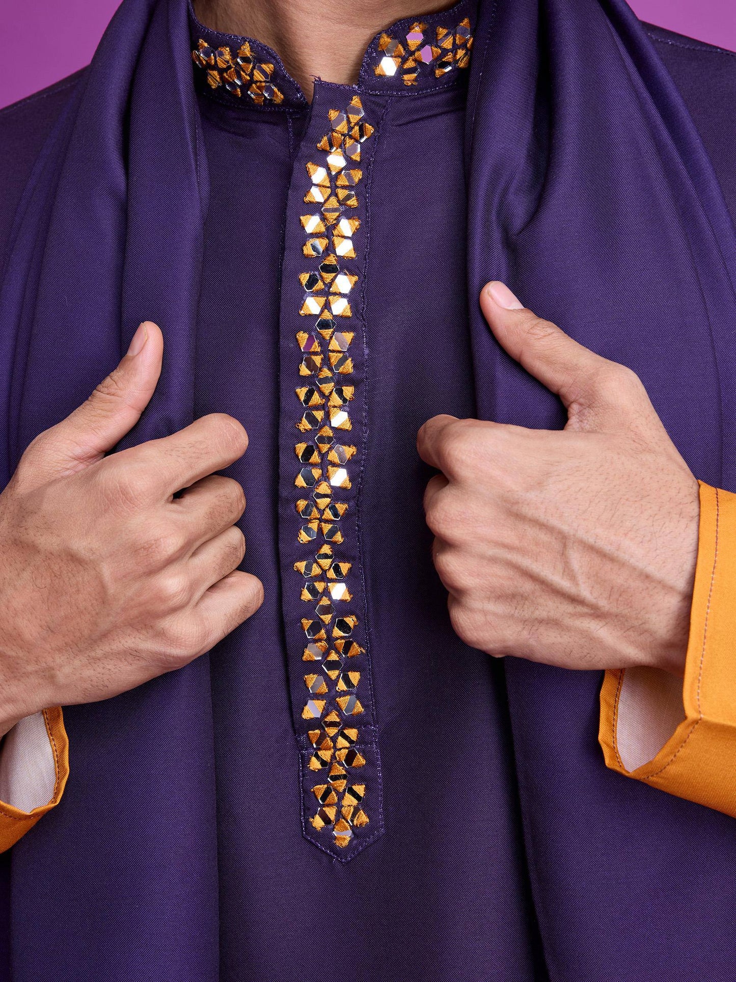 Men’s Ombre Kurta Set with Mirror Work