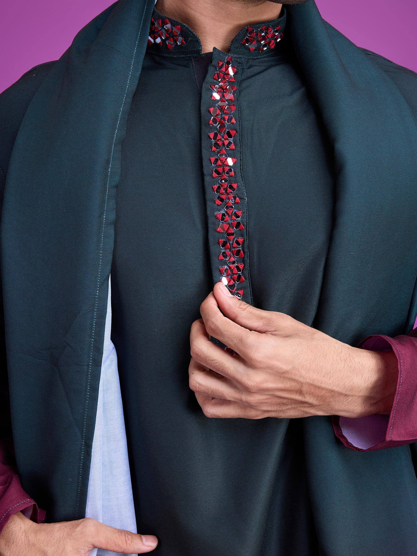 Men’s Ombre Kurta Set with Mirror Work
