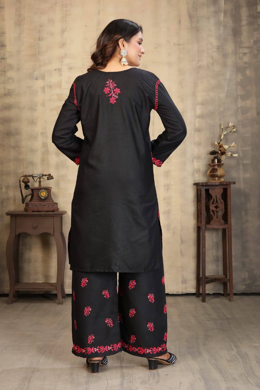 Chikankari Embroidered Kurti & Pant Set