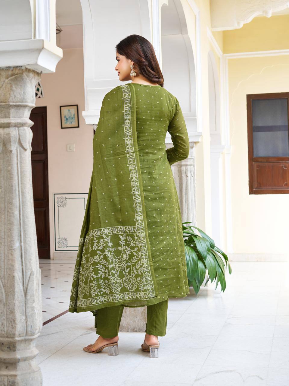 Embroidered Kurti Set with Dupatta - Orange | Olive