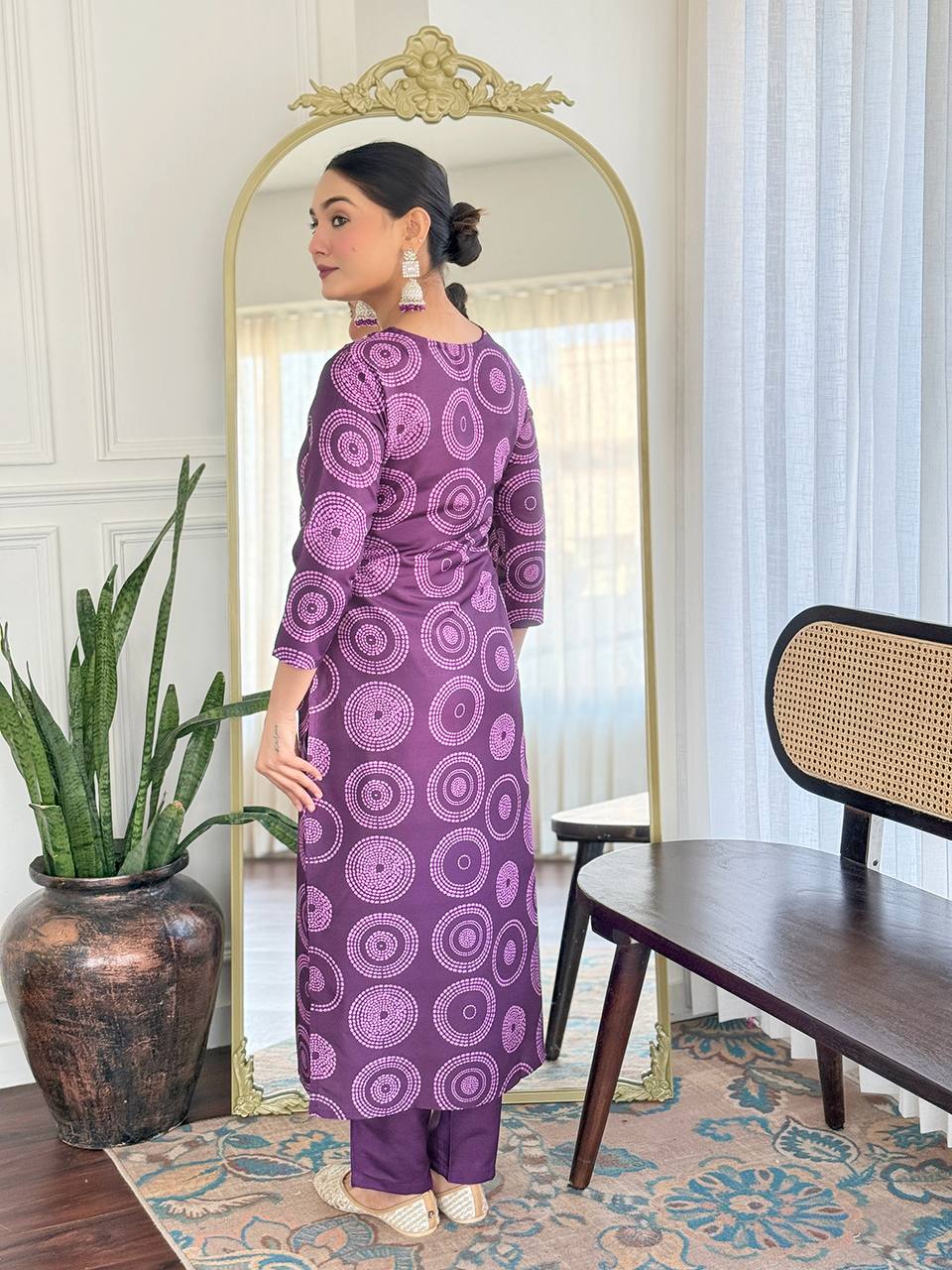 Embroidered Rayon Kurti Set with Dupatta