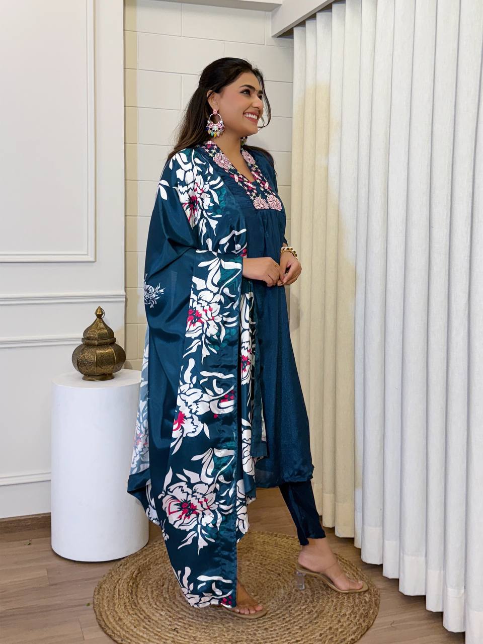 Elegant Chinnon Kurti Set with Dupatta