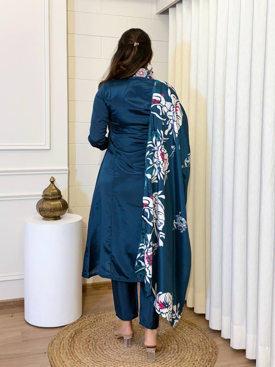 Elegant Chinnon Kurti Set with Dupatta