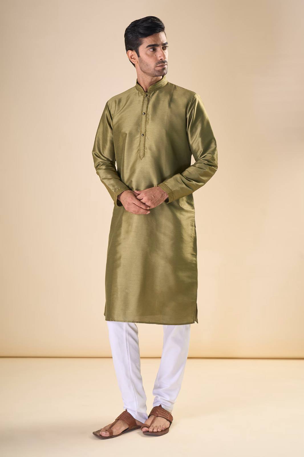 Men Cotton Silk Kurta Set