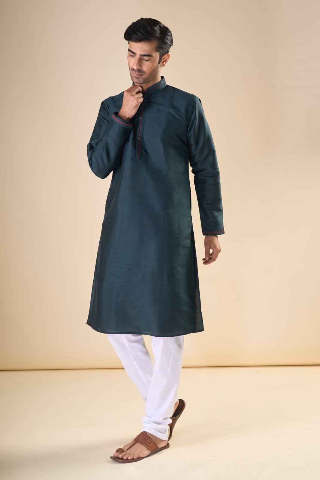 Men Cotton Silk Kurta Set
