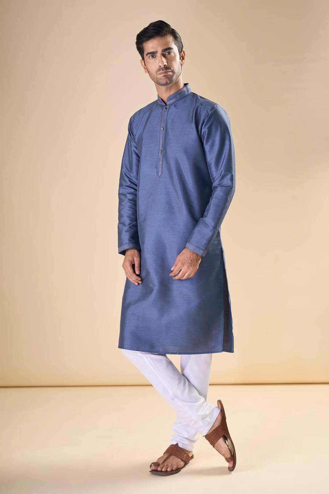 Men Cotton Silk Kurta Set