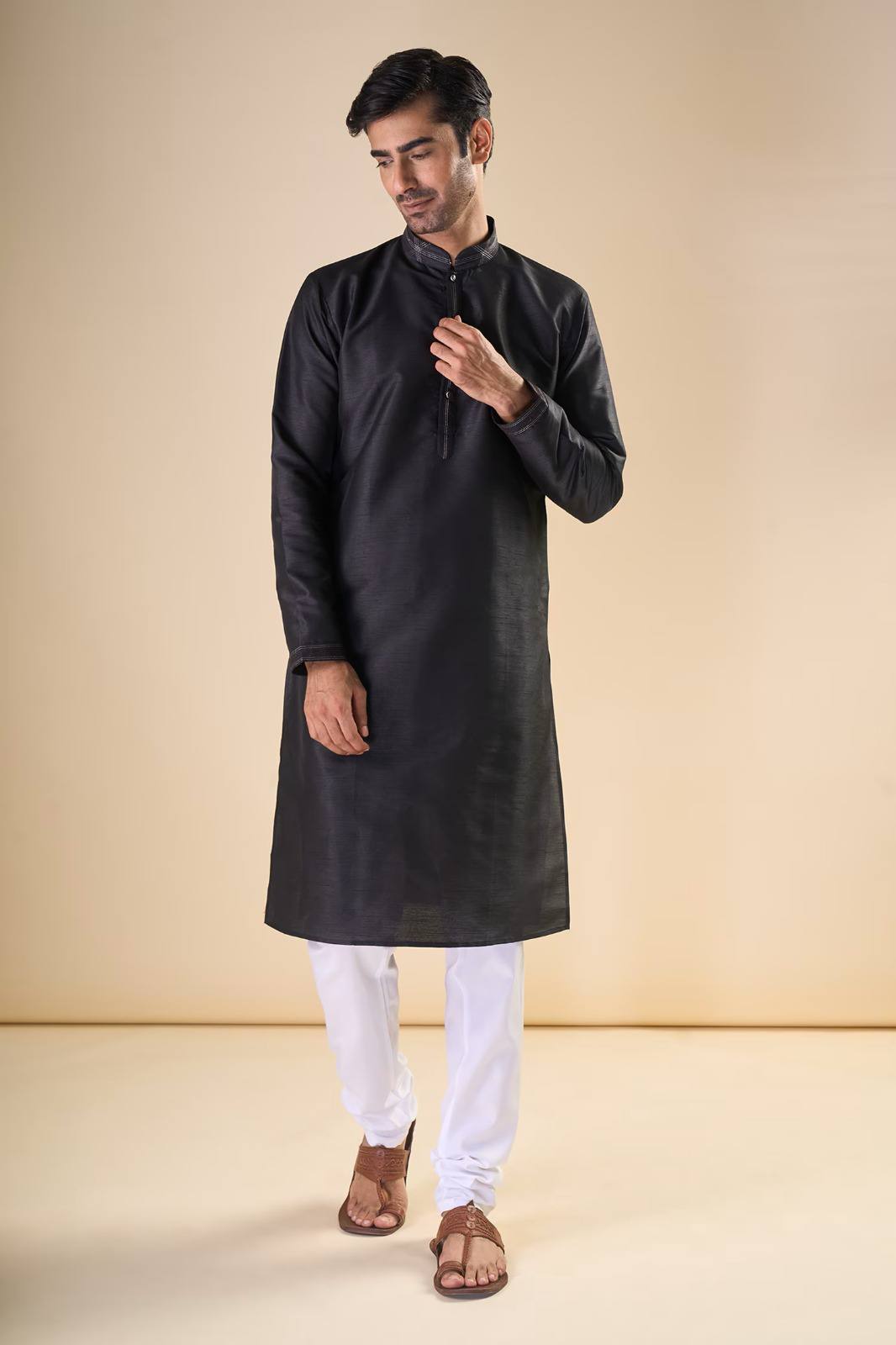 Men Cotton Silk Kurta Set